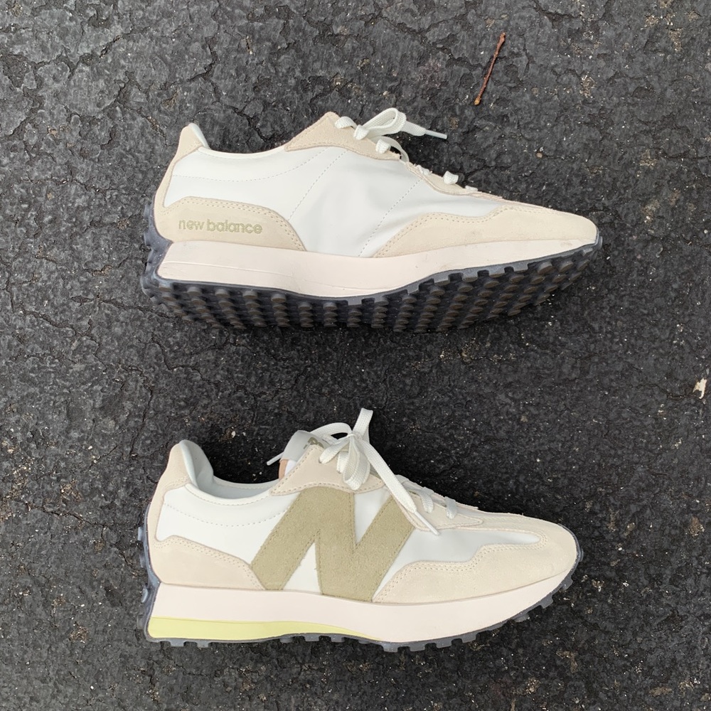 New Balance 327 Cream Beige White Womens Sneakers